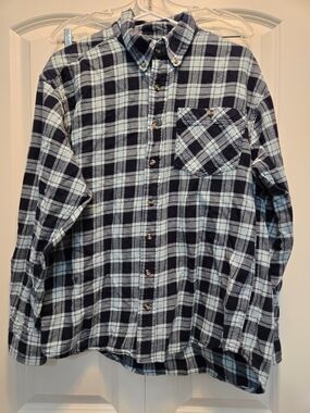 Ranch Tough Men's Blue and Light Blue Plaid Button-Up Shirt